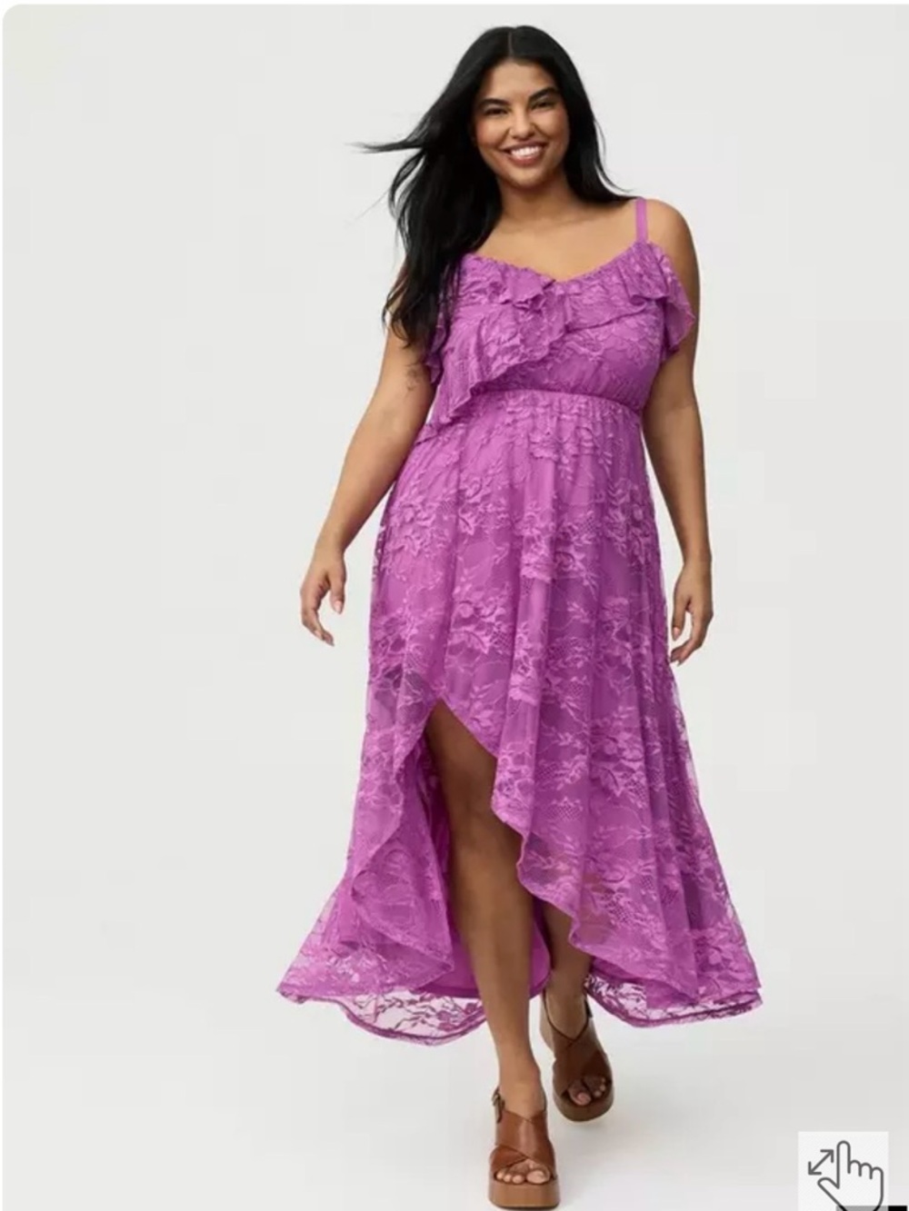 Torrid Purple Lace Ruffle High-Low Dress